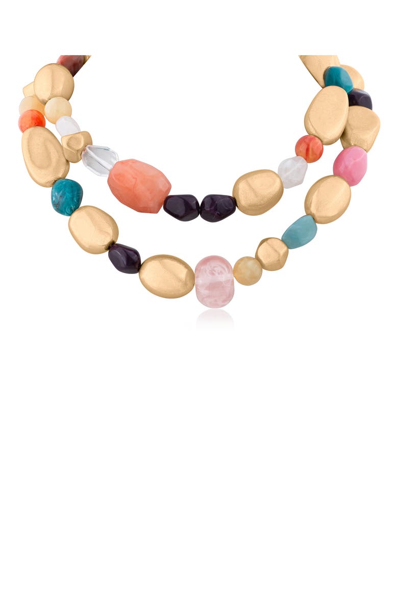 Chunky Layered Pebble Necklace, Main, color, MULTI/ GOLD