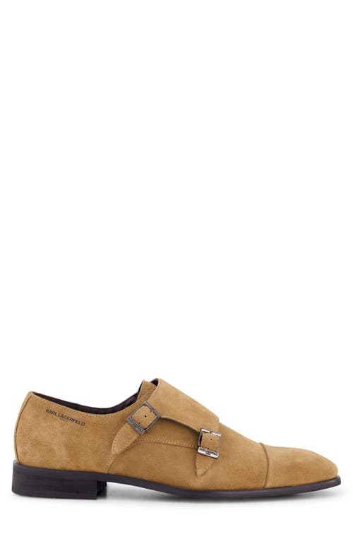 Karl Lagerfeld Paris Cap Toe Double Monk Strap Shoe In Taupe