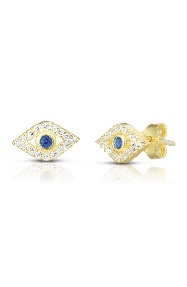 SPHERA MILANO Gold Vermeil Evil Eye Stud Earrings, Main, color,