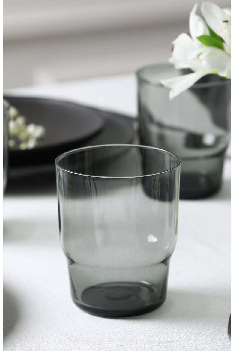 Rio Stoneware 16-Piece Dinnerware Set with Glasses, Alternate, color, Black