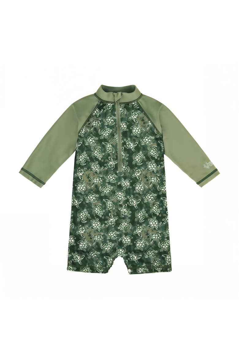 Long Sleeve Swim Romper, Main, color, Turtle Cove