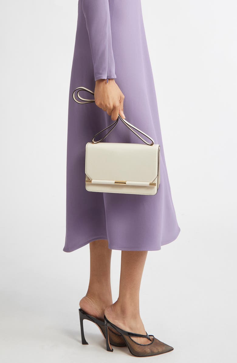 Victoria Beckham 202 Distressed Leather Shoulder Bag, Alternate, color, Ivory