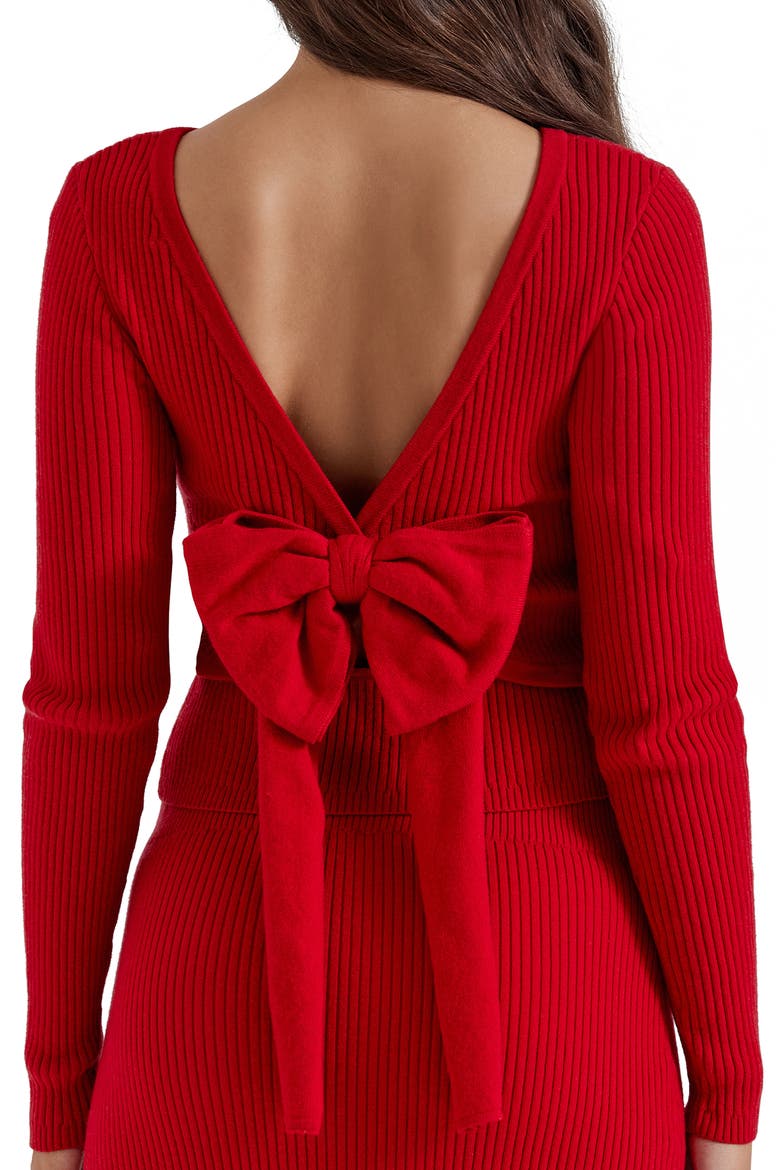 Sula Bow Back Rib Sweater, Alternate, color, BLOOD RED