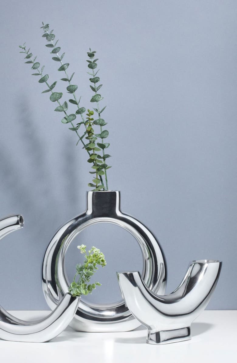 Nambé Solarium Half Moon Vase, Alternate, color, Silver