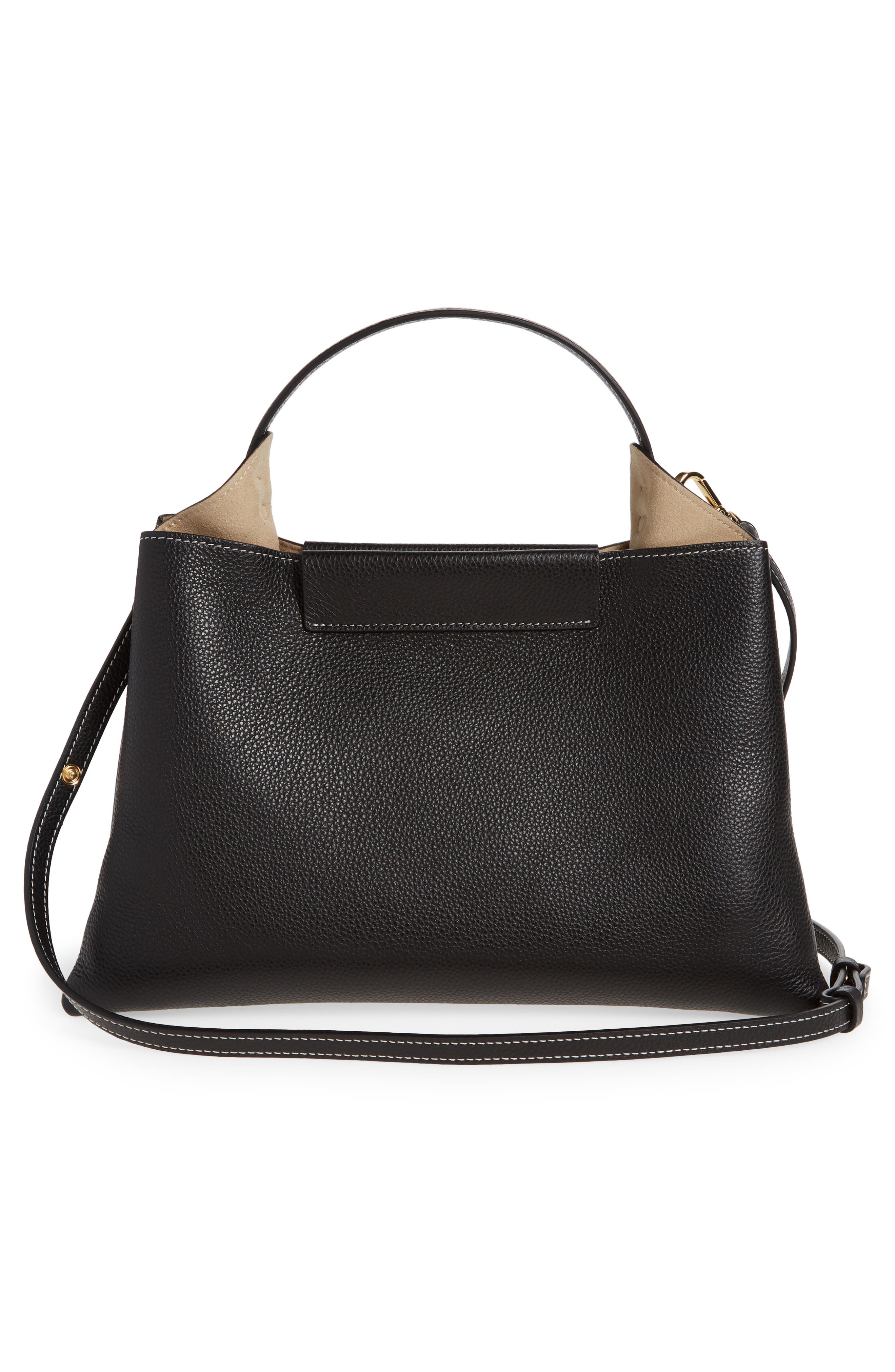 Elieze Medium Leather Handbag, Alternate, color, BLACK