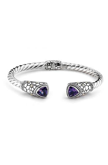 Samuel B. Sterling Silver & 18k Gold Semiprecious Stone Twisted Bangle Bracelet In Purple