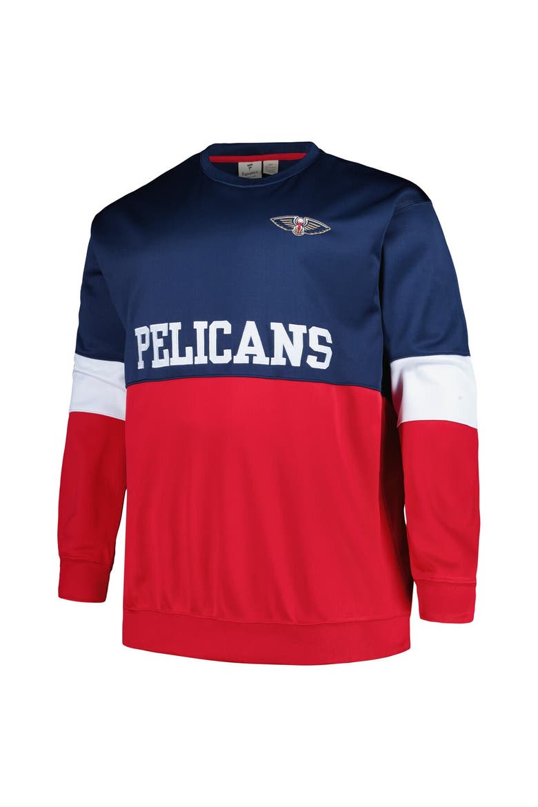 Men's Fanatics Branded Navy/Red New Orleans Pelicans Big & Tall Split Pullover Sweatshirt, Alternate, color, Navy