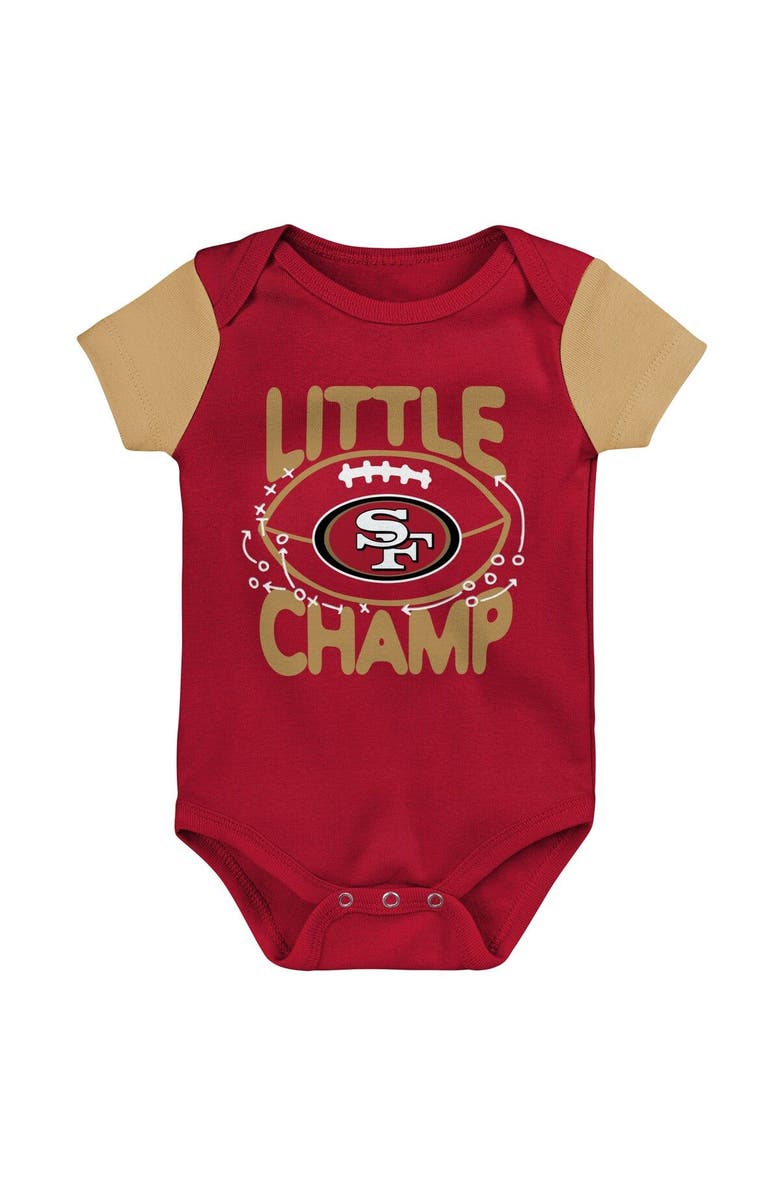 Outerstuff Newborn & Infant Scarlet/Gold San Francisco 49ers Little Champ Three-Piece Bodysuit Bib & Booties Set, Alternate, color,
