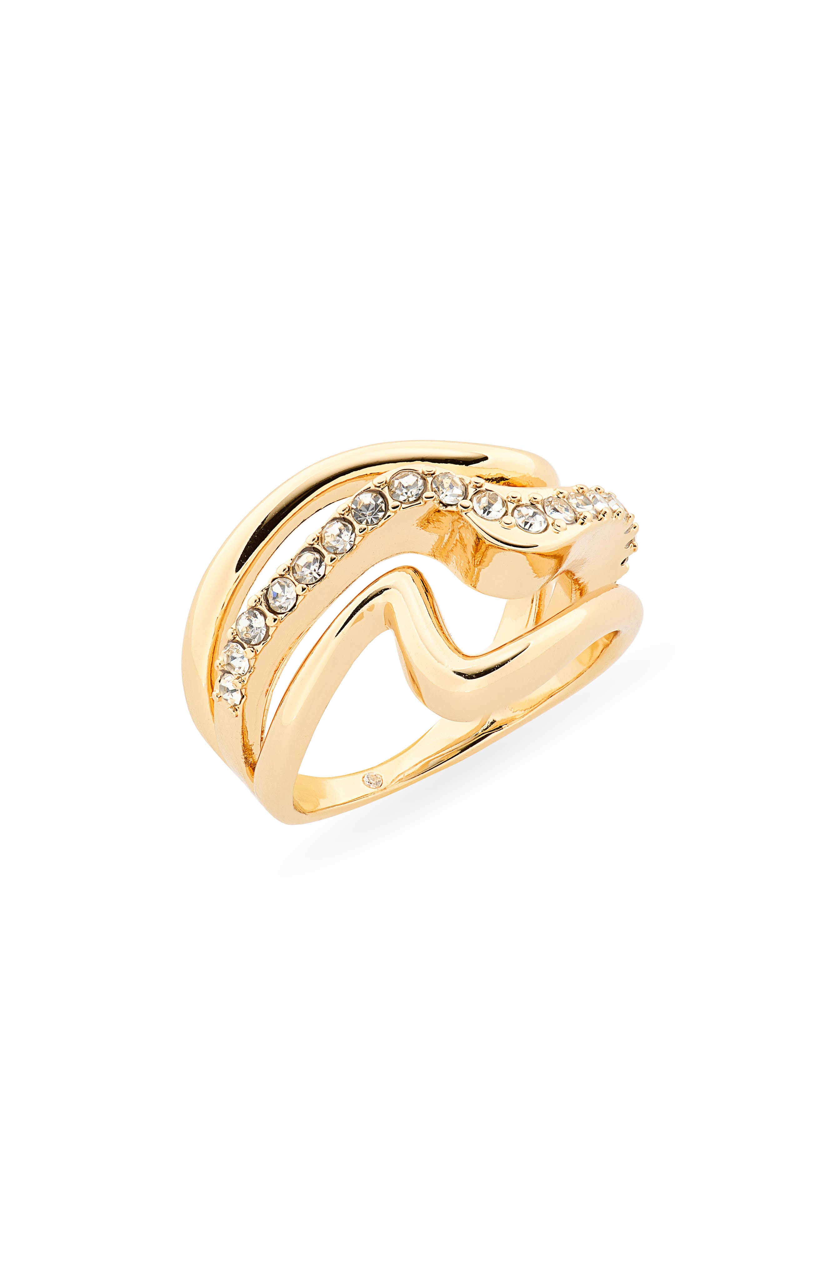 Cubic Zirconia Wave Triple Band Ring