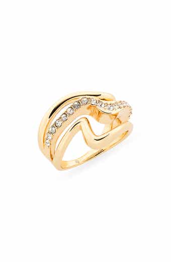 Cubic Zirconia Wave Triple Band Ring
