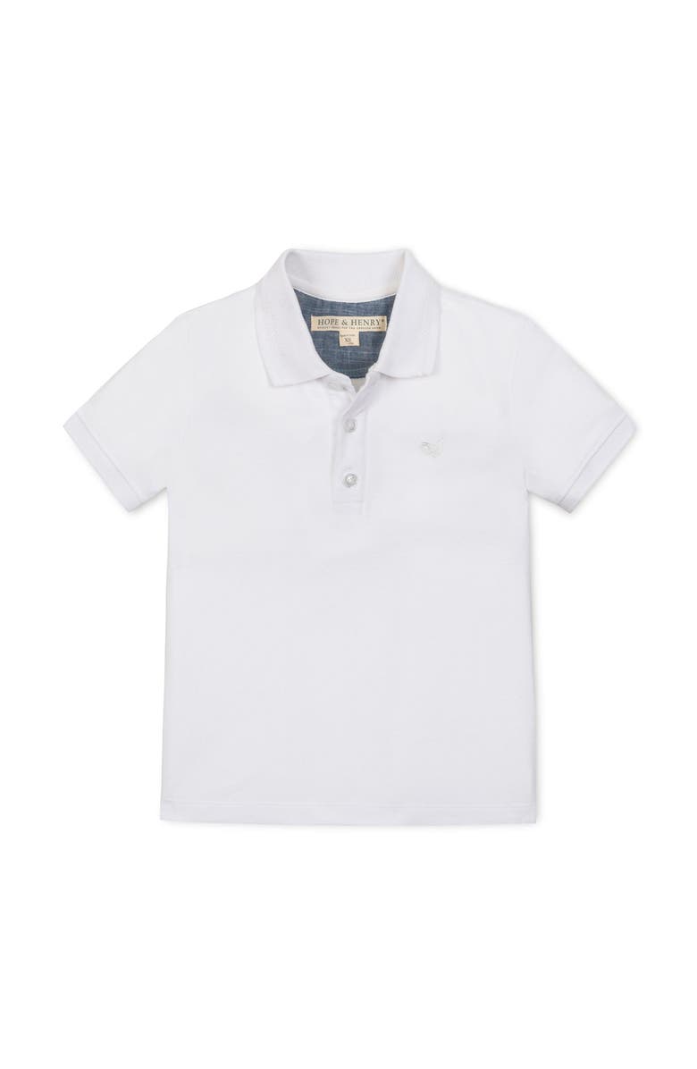 Hope & Henry Kids' Organic Short Sleeve Knit Pique Polo Shirt, Main, color, White