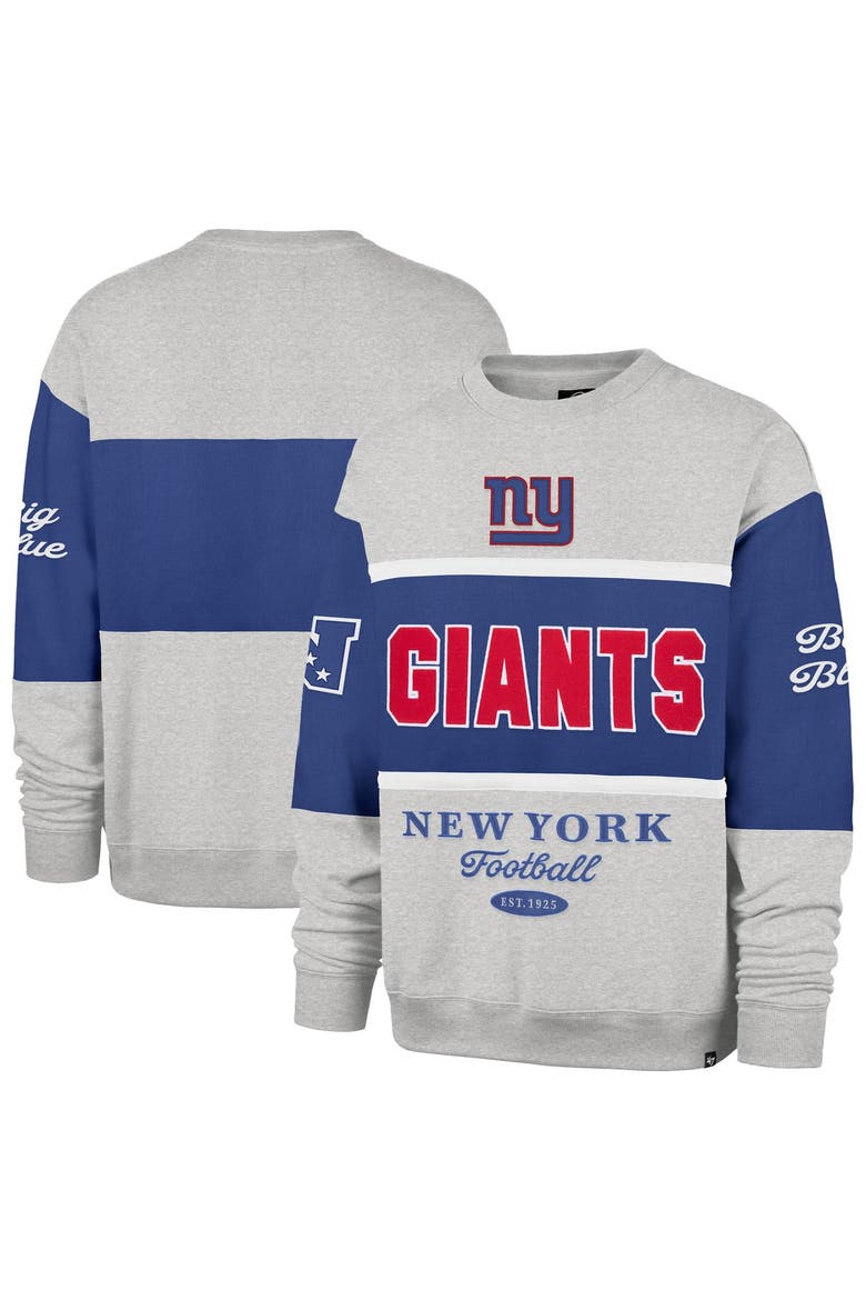 Men's '47 Royal/Heather Gray New York Giants Blockfield Maximalist Sweatshirt, Main, color, Royal