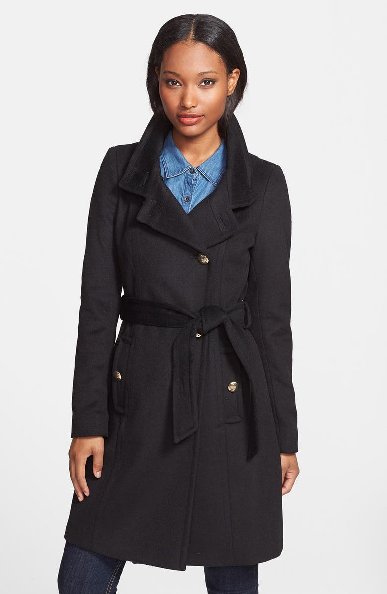 T Tahari 'Izzy' Asymmetrical Wool Blend Coat, Main, color, 