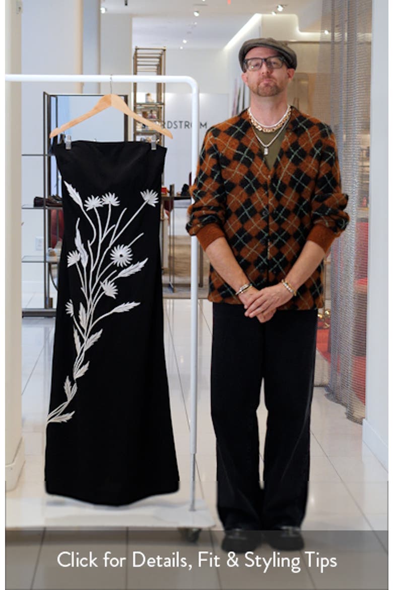 Floral Appliqué Strapless Maxi Dress video