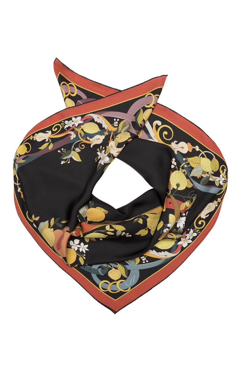 Elizabetta Anthea - Hand Rolled Silk Foulard for Women, Main, color, Black