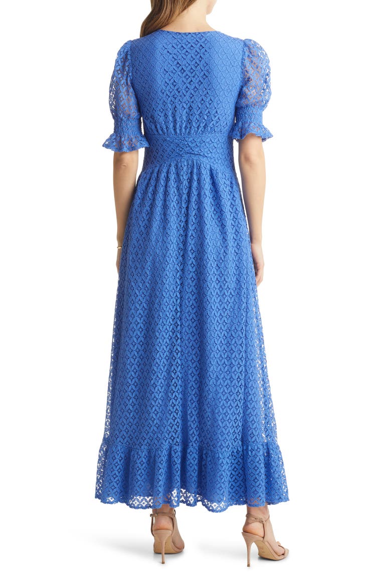 Lace Puff Sleeve Maxi Dress, Alternate, color, BLUE