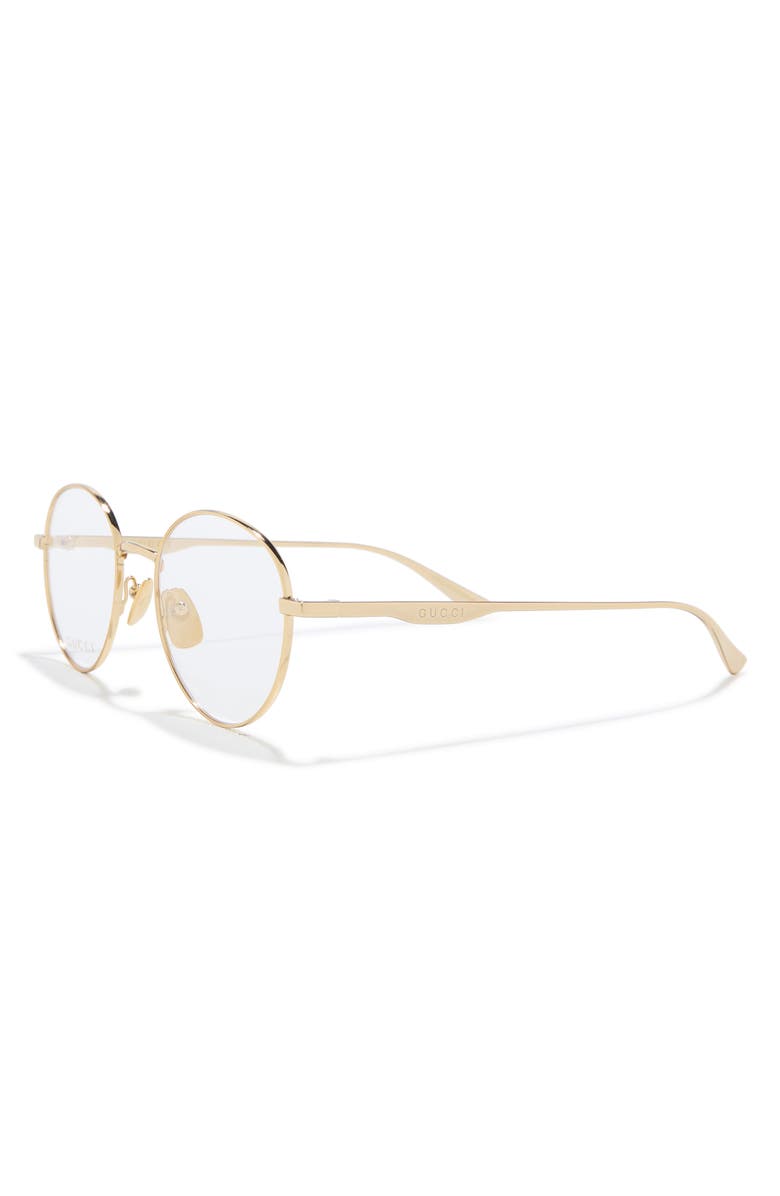 Gucci 51mm Round Metal Optical Frames, Alternate, color, Gold Gold Transparent
