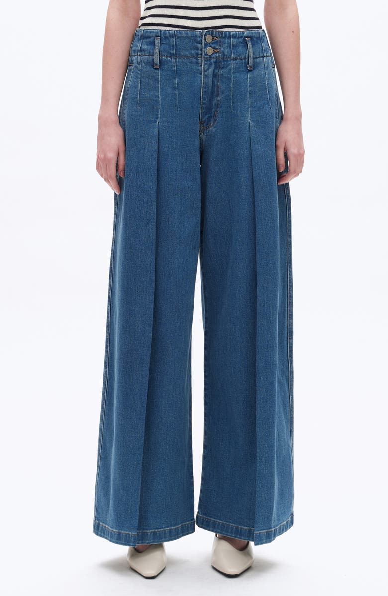 Bayeas Darted High Waist Super Wide Leg Jeans, Main, color, Retro Medium Blue