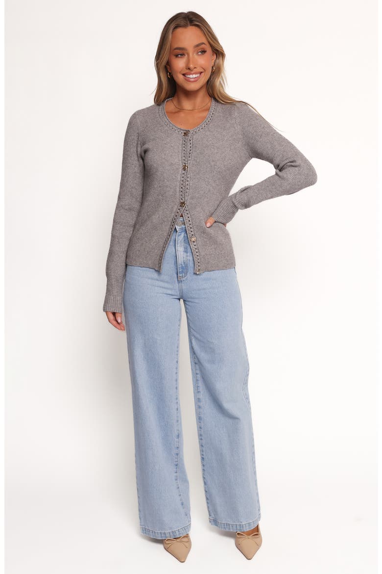 Quay Openwork Detail Cardigan, Alternate, color, HEATHER GREY