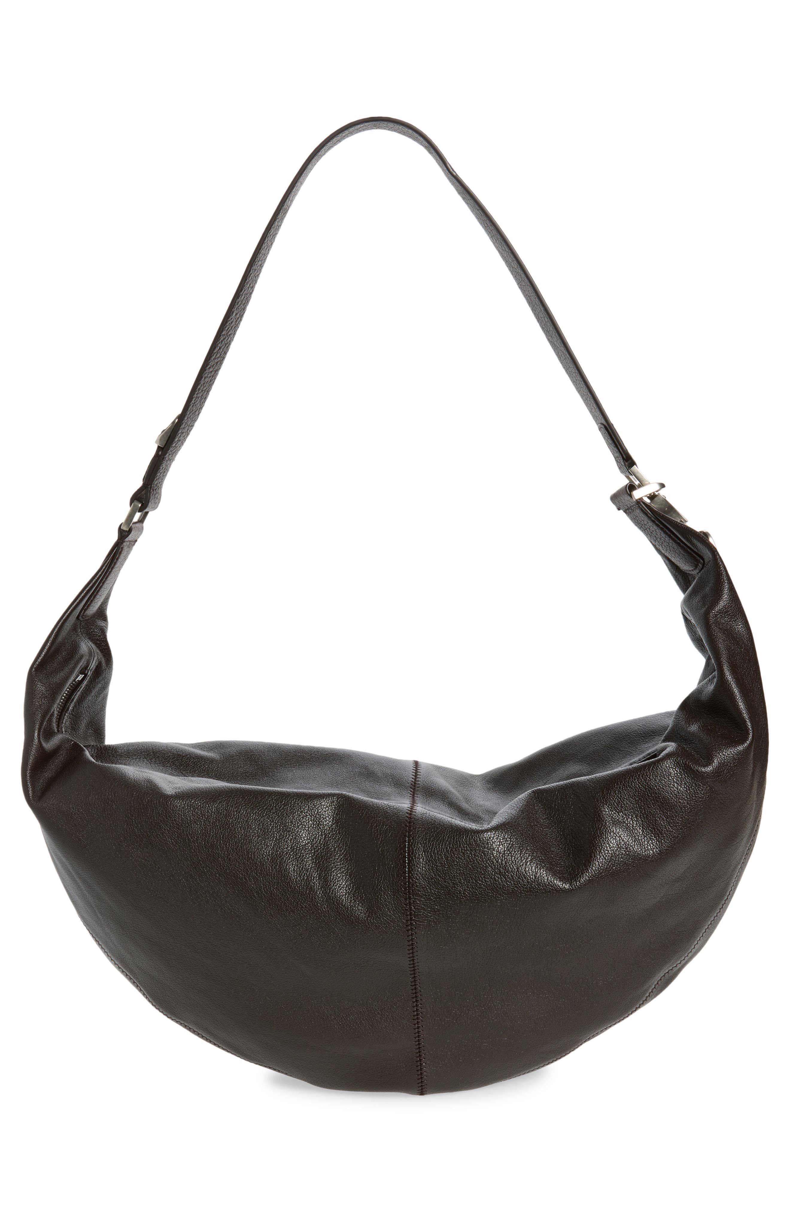 Quiver Clip Leather Hobo Bag, Alternate, color, DARK CHOCOLATE