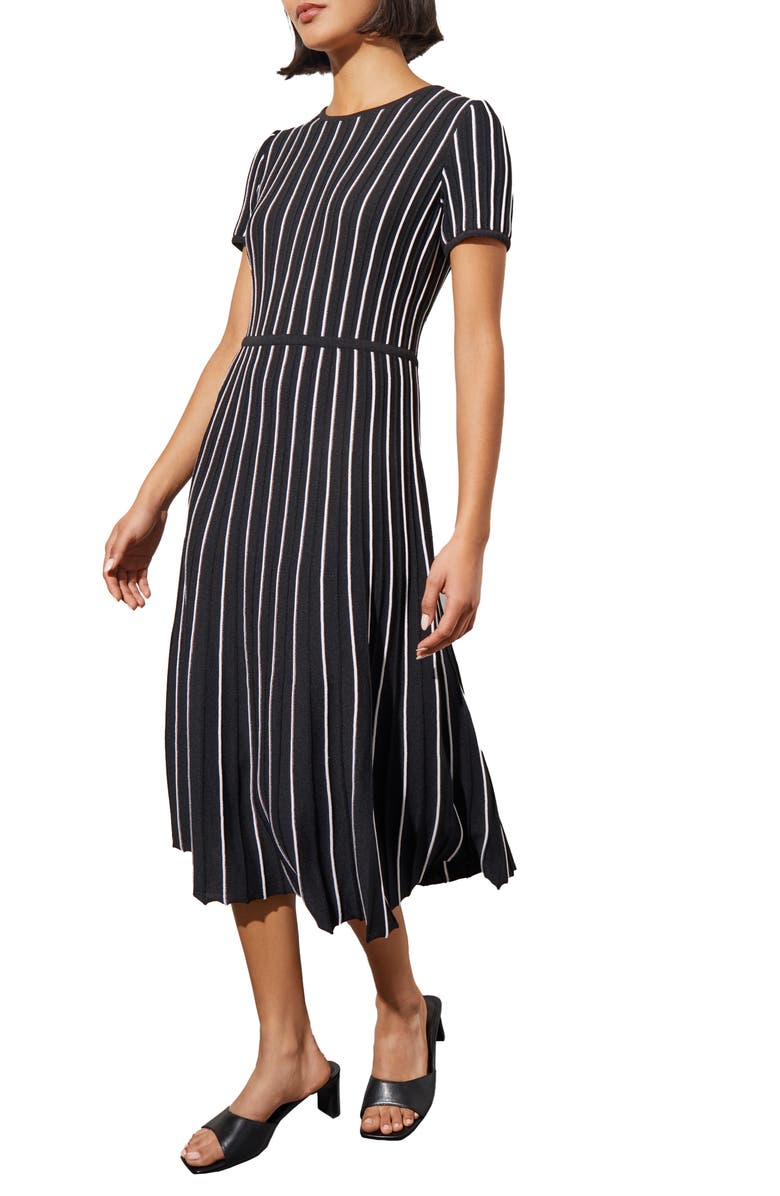 Ming Wang Stripe A-Line Midi Sweater Dress, Alternate, color,