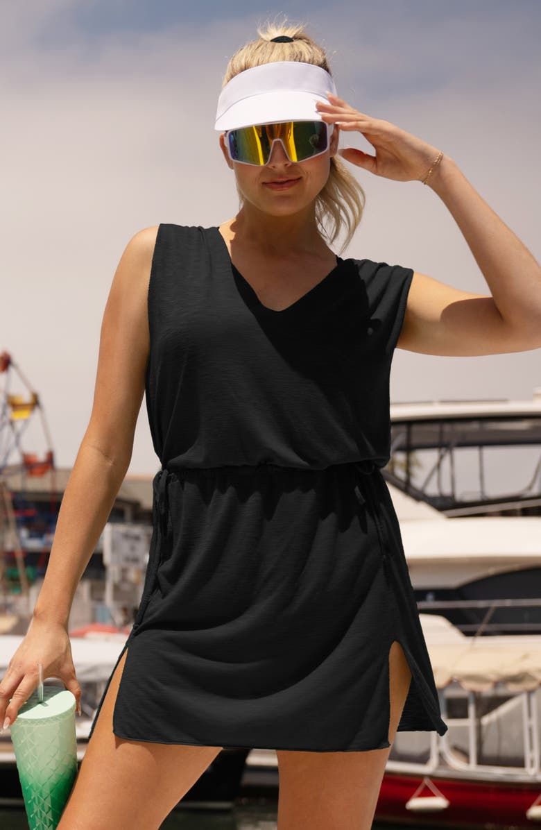 BCA by Rebecca Virtue Holly Slub Cover-Up Dress, Alternate, color, Black