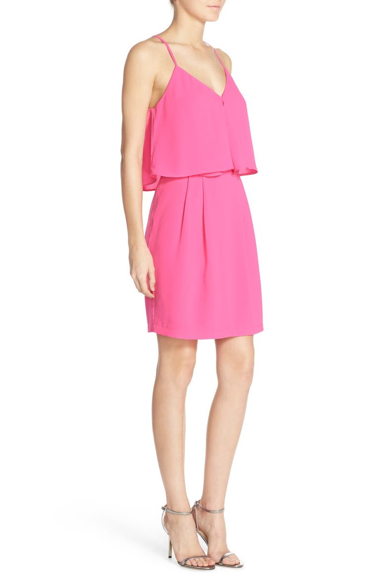 Ruffle Crepe Popover Dress, Alternate, color, HOT PINK