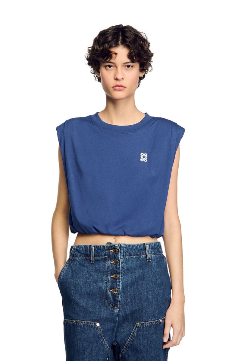 SANDRO Short draped T-shirt, Alternate, color,
