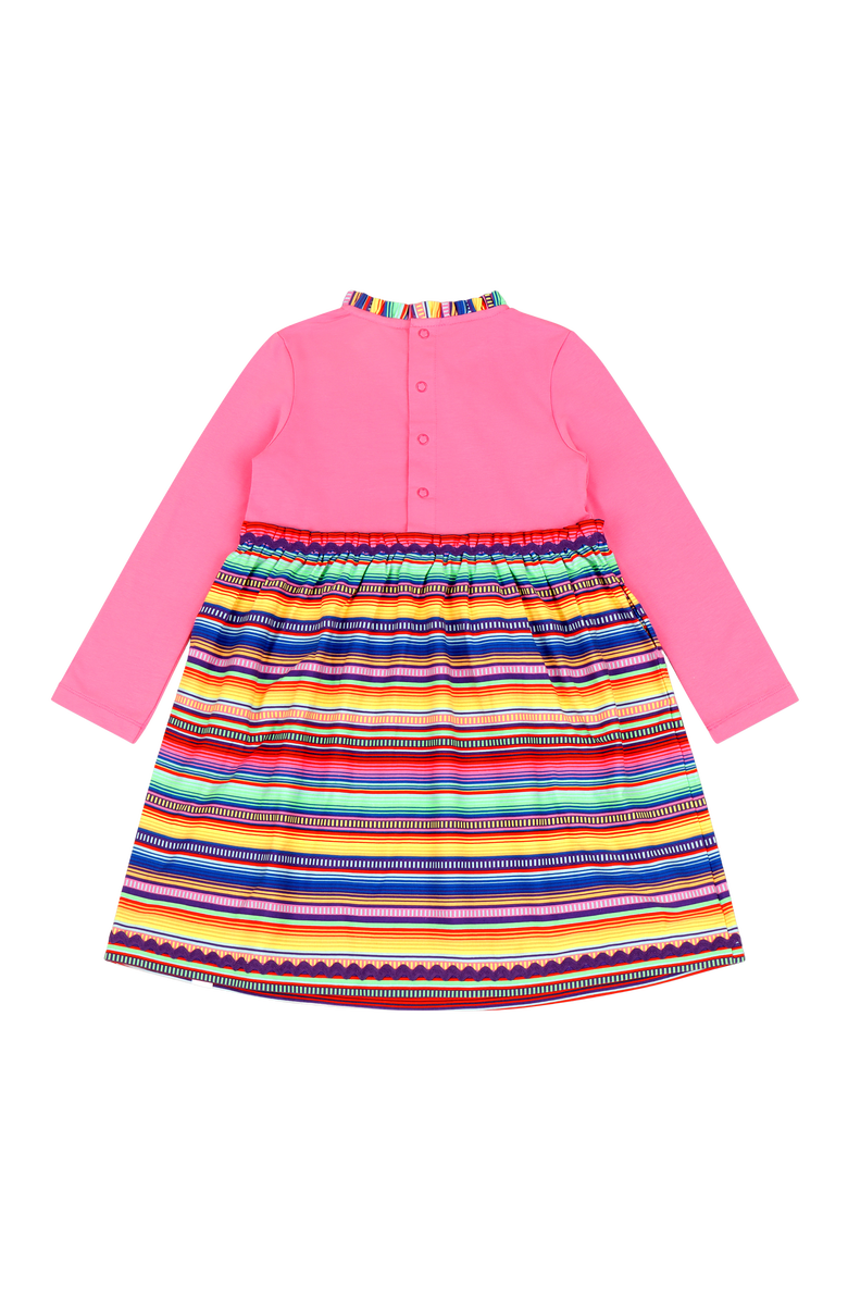 Mixed Up Clothing Girls Long Sleeve Ruffle Trim Dress, Alternate, color, Pink Multicolor Stripe