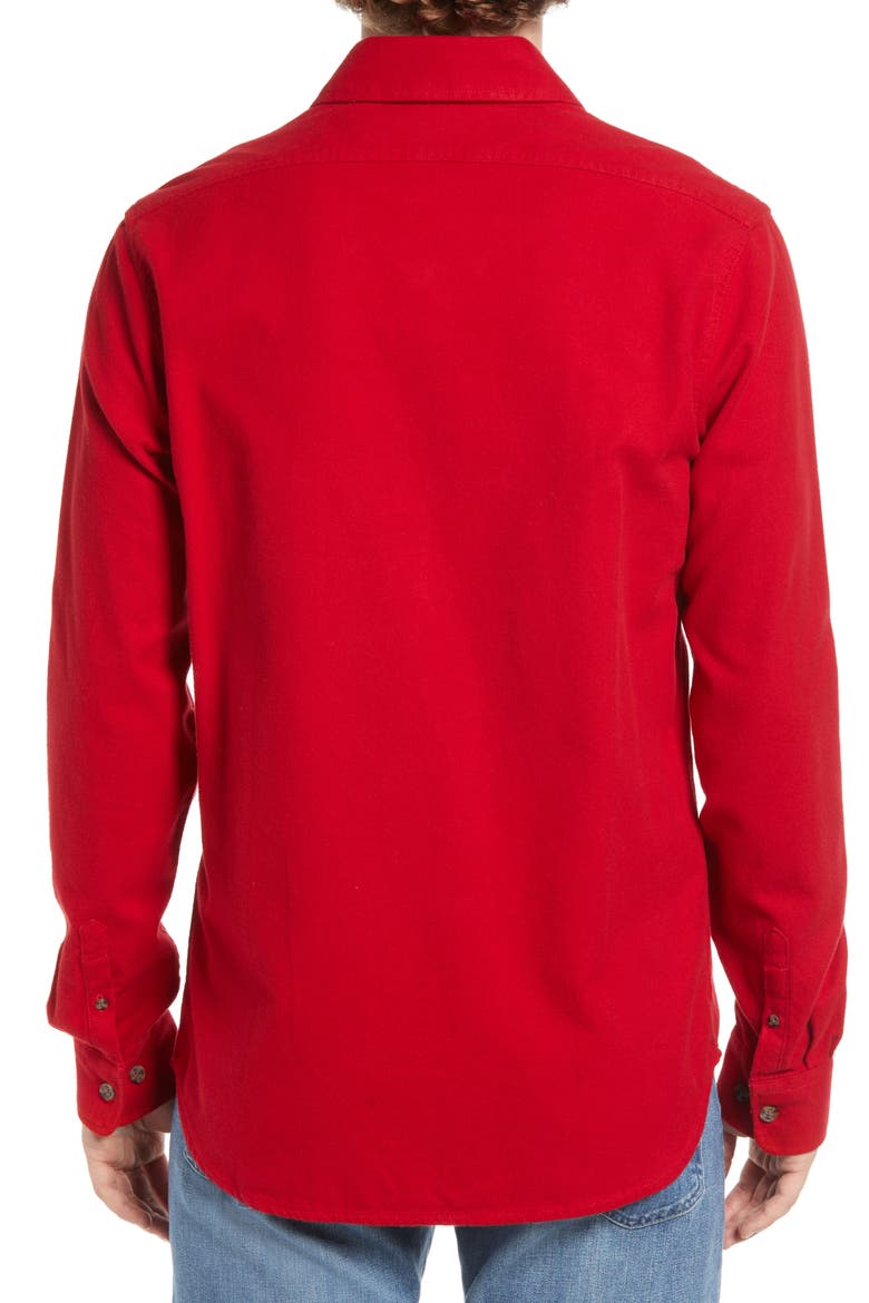 Heather Flannel Long Sleeve Button-Up Shirt, Alternate, color, RED