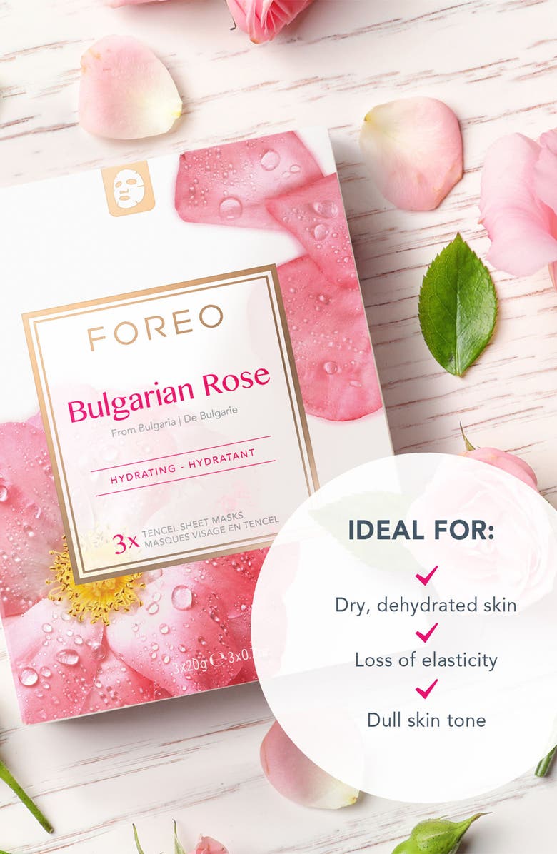 FOREO Farm To Face Sheet Mask - Bulgarian Rose x3, Alternate, color, N/A