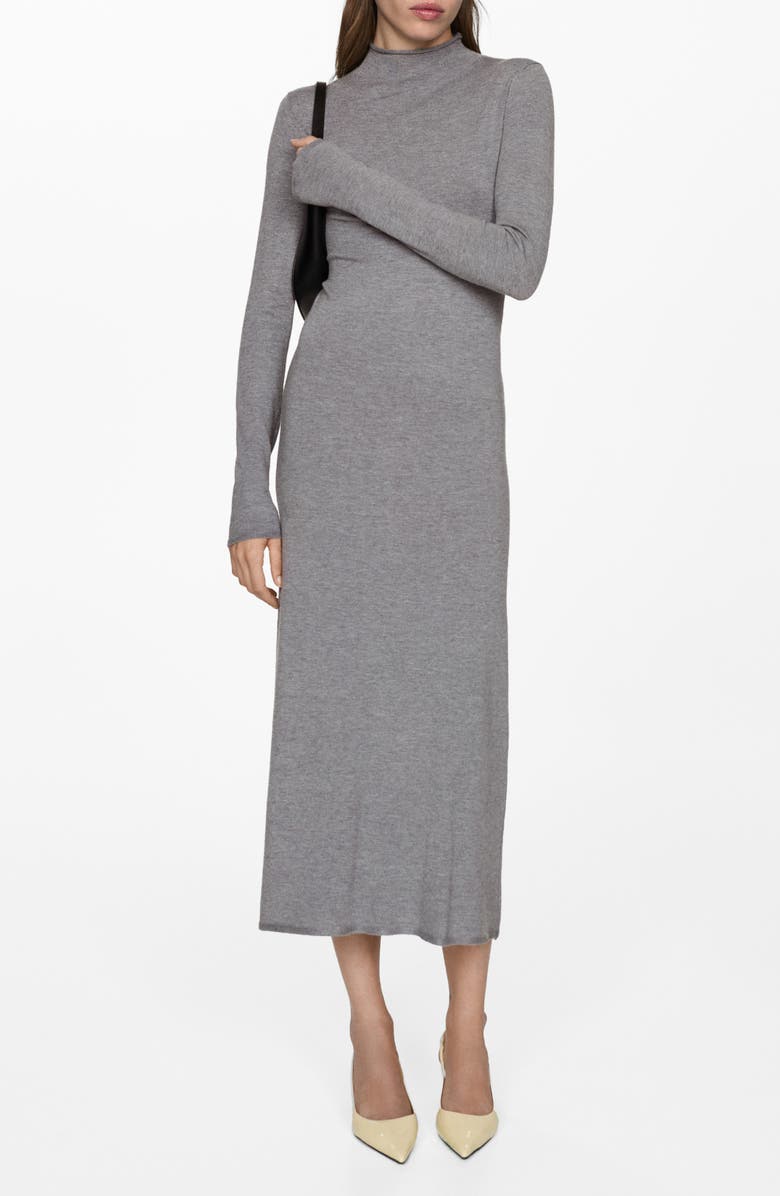 MANGO Perkins Long Sleeve Knit Dress, Main, color,