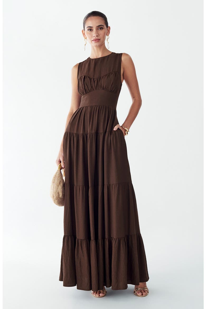 Elowyn Maxi Dress, Alternate, color, Chocolate