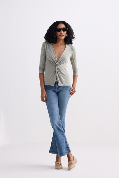 Reistor Regular Fit Twist Front Knit Shirt In Green