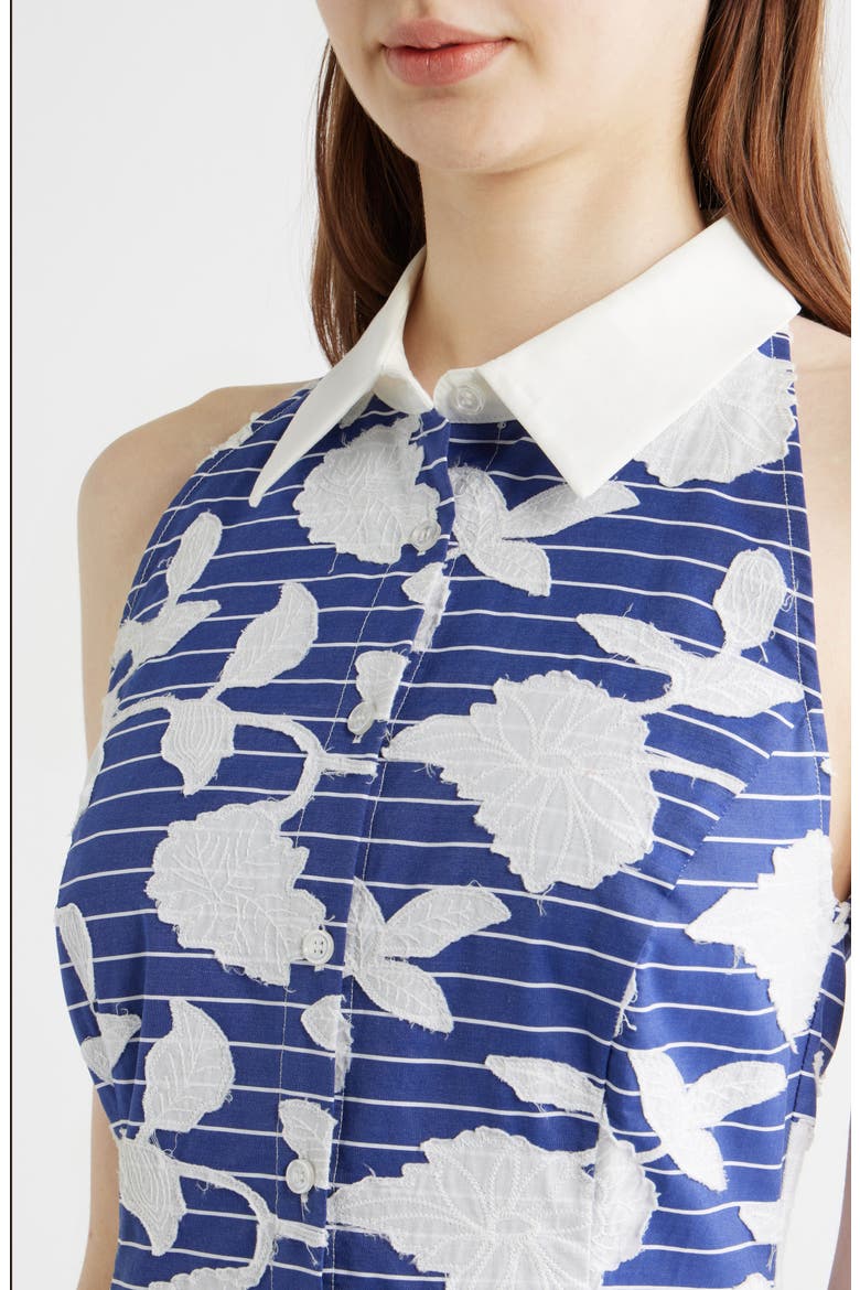 Maxine Floral Embroidered Minidress, Alternate, color, BLUE/ WHITE