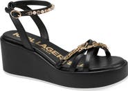 KARL LAGERFELD PARIS Clemons Ankle Strap Wedge Sandal