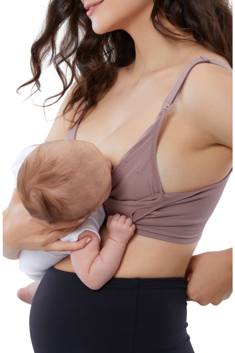 Set of 2 Nursing/Pumping Bras, Alternate, color, BLACK / MAUVE