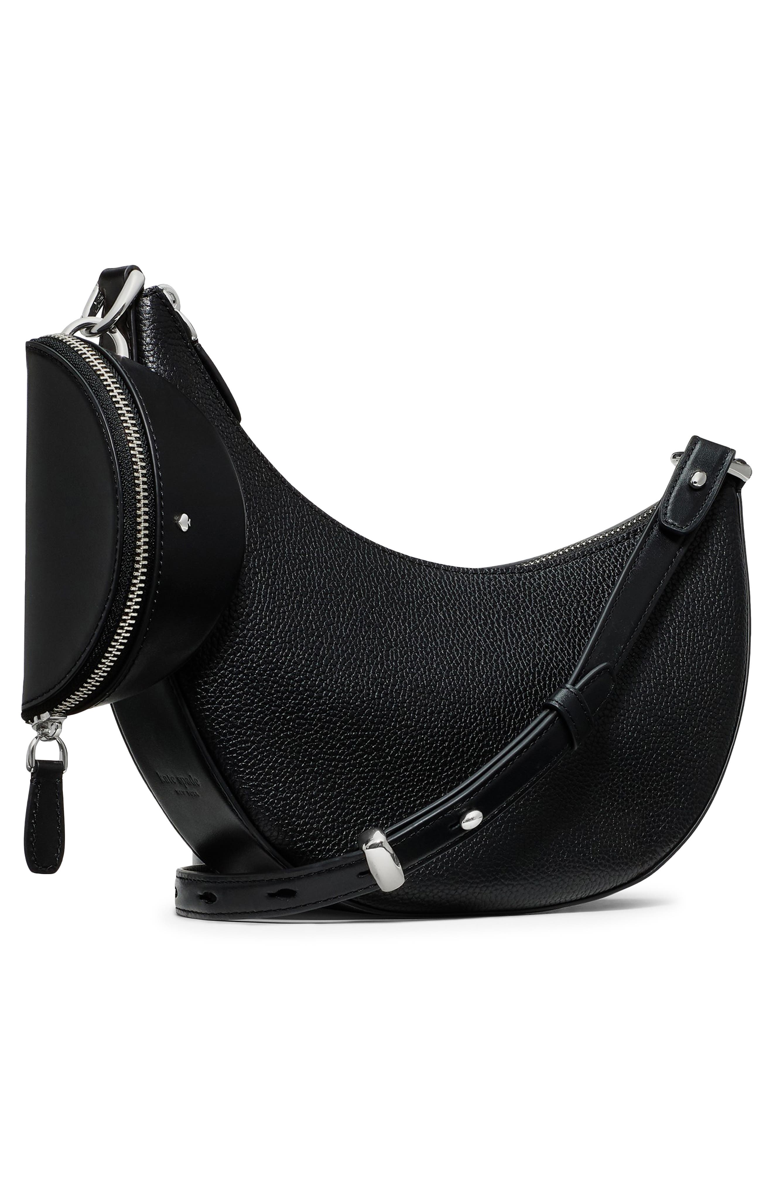 Kate Spade New York duo pebble leather crossbody bag, Alternate, color, Black/ Silver