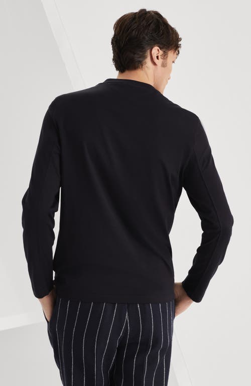 Brunello Cucinelli Long Sleeve T-shirt In Navy Blue
