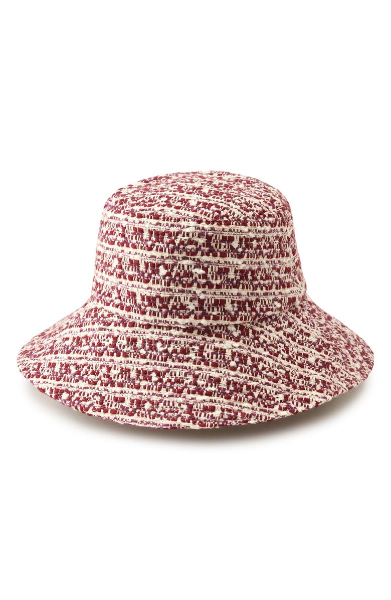 Helen Kaminski Taliah Tweed Bucket Hat, Alternate, color, Cranberry