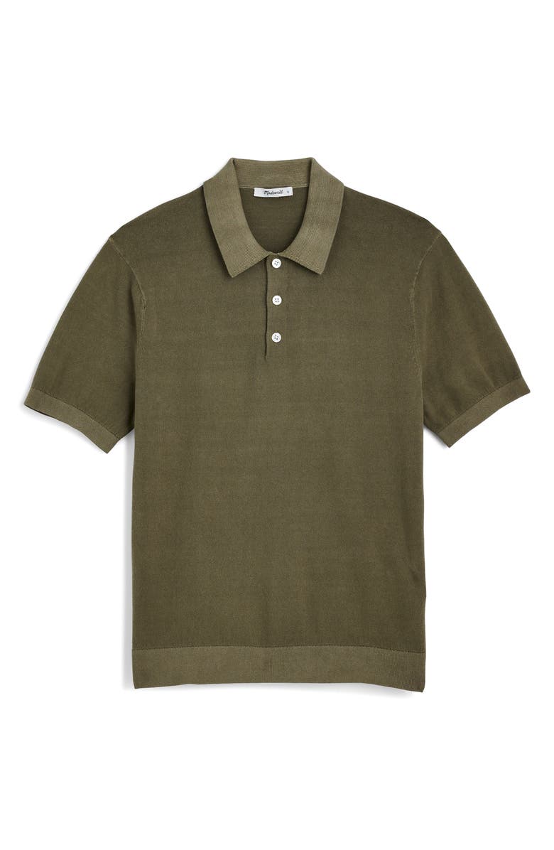 Madewell Garment Dyed Three Button Polo Sweater, Alternate, color, Pressed Sage