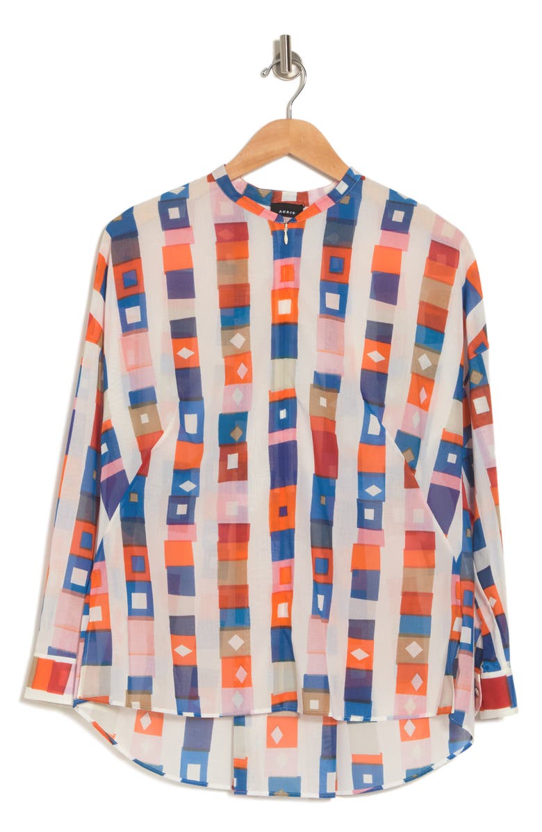 Akris Printed Zip Blouse, Alternate, color, 
