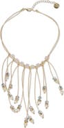 SAACHI Crystal Beaded Fringe Bib Necklace