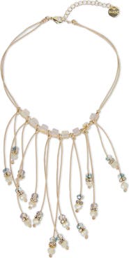 SAACHI Crystal Beaded Fringe Bib Necklace