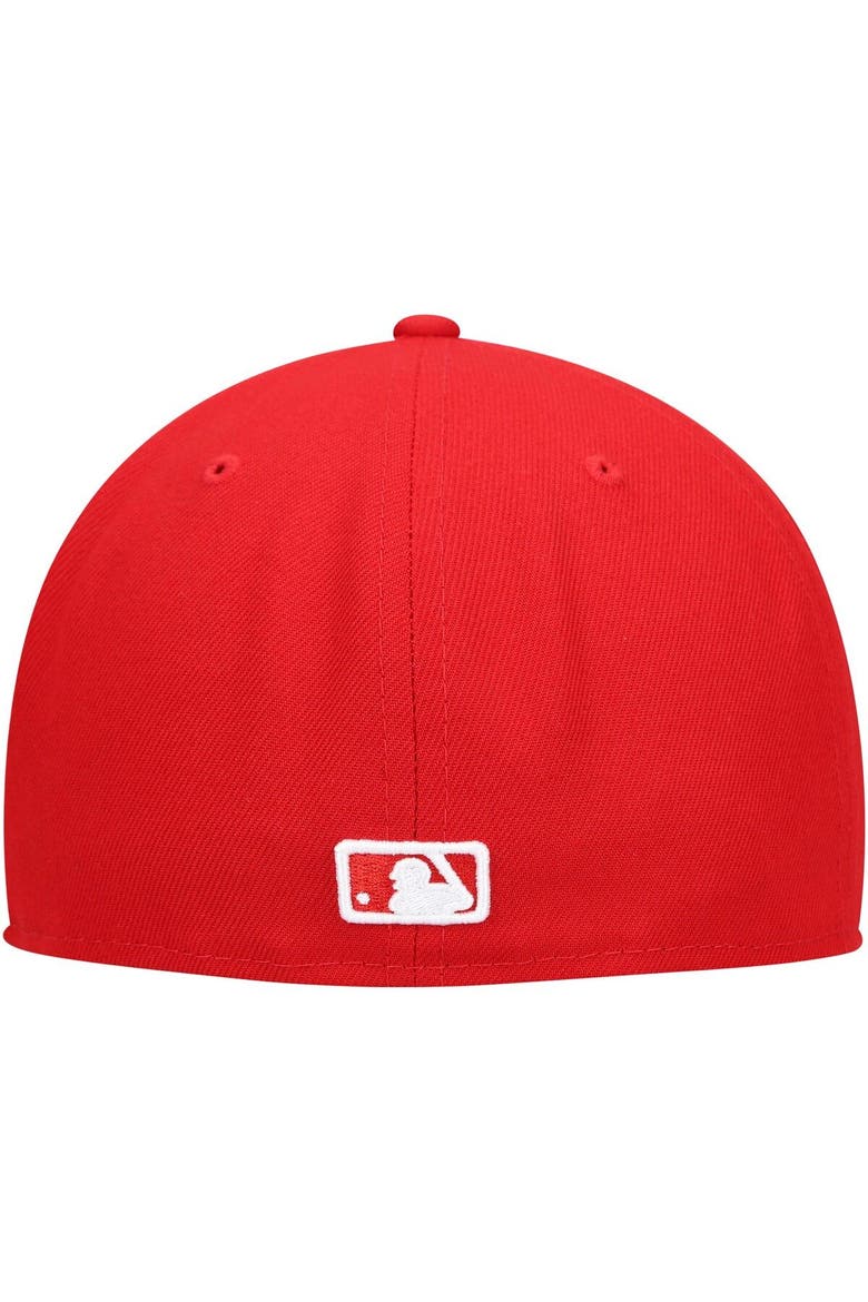 Men's New Era Red Milwaukee Brewers White Logo 59FIFTY Fitted Hat, Alternate, color, Red