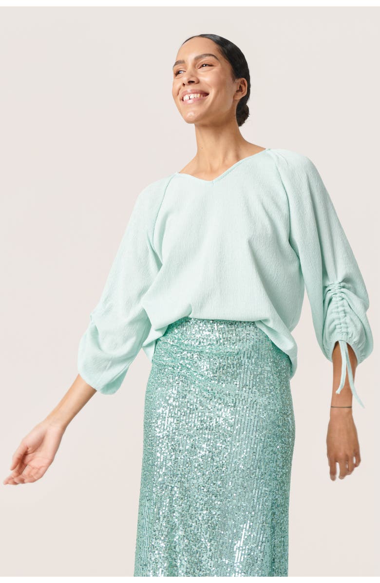 Soaked in Luxury Catharina V-Neck Casual Fit Blouse, Alternate, color, Surf Spray