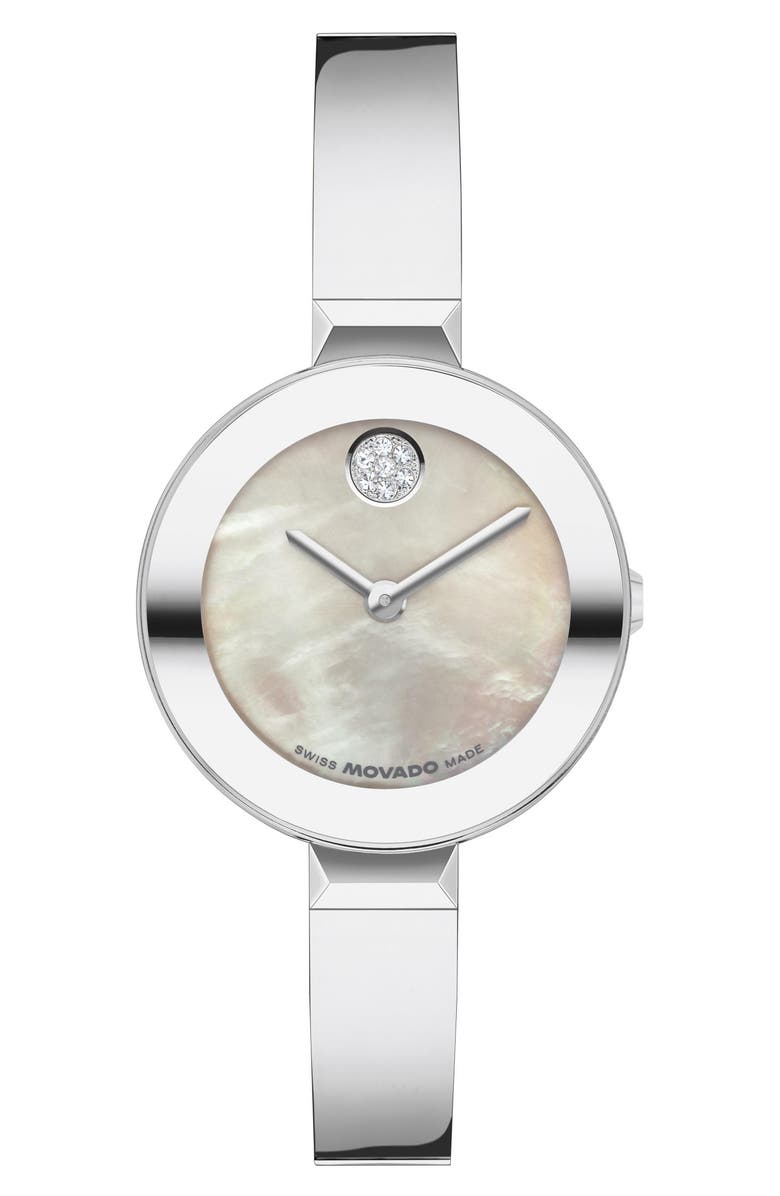 Movado Bold Mother-of-Pearl Bangle Bracelet Watch, 28mm, Main, color, Mother Of Pearl