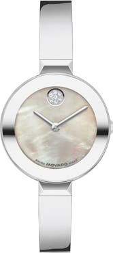Movado Bold Mother-of-Pearl Bangle Bracelet Watch, 28mm