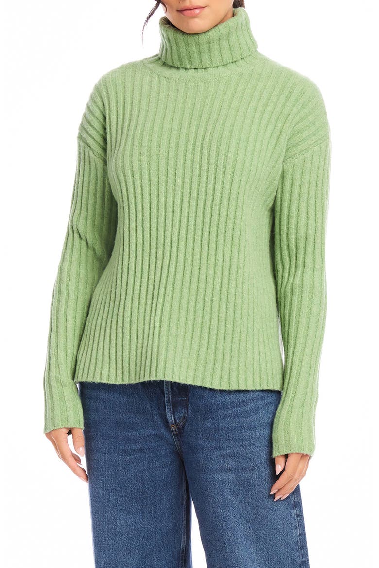 Claudia Rib Turtleneck Sweater, Main, color, SAGE