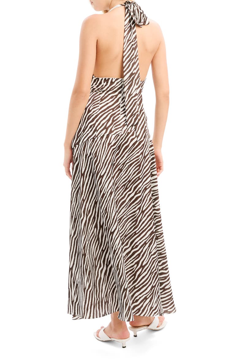 Oskar Halter Maxi Dress, Alternate, color, CHOCOLATE ZEBRA